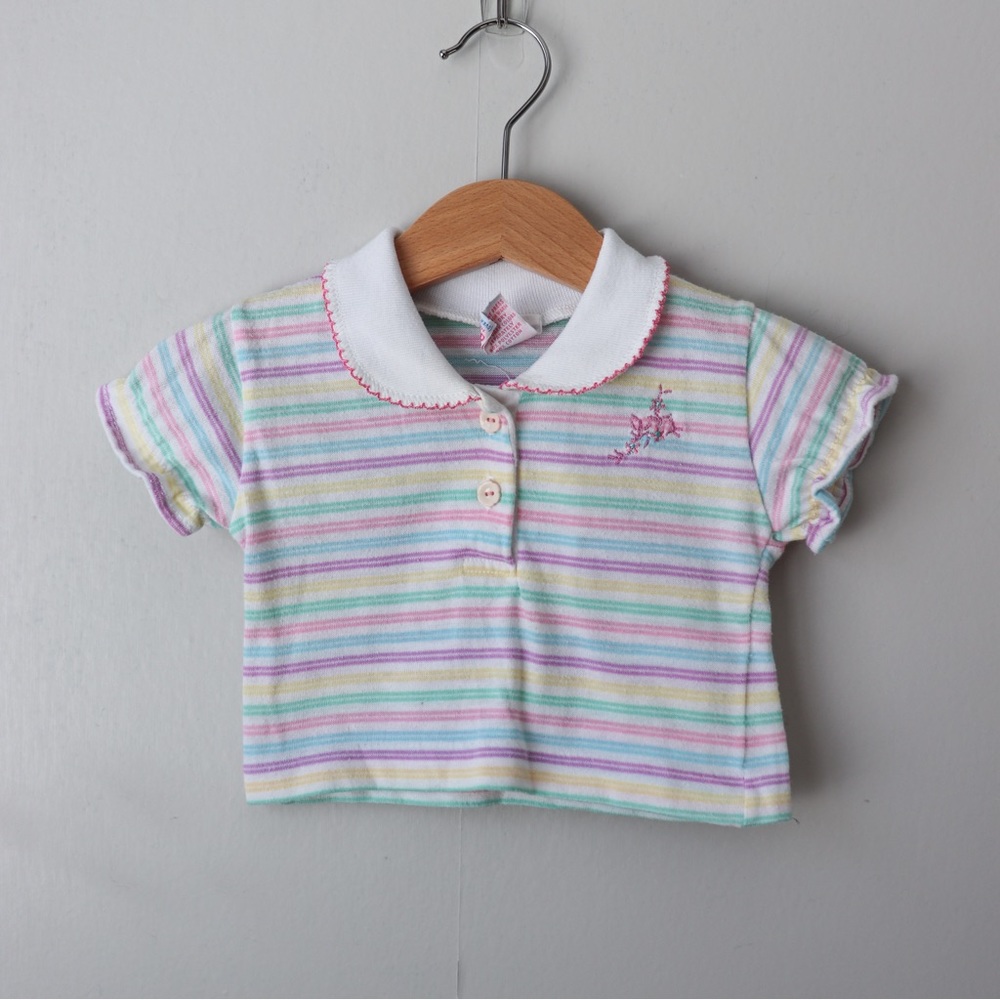 Vintage Striped Short Sleeve Polo Shirt